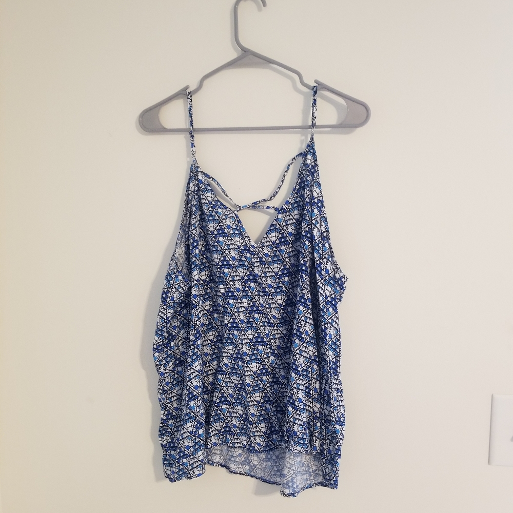 Women's Blue/White Geo Print Tank Top - 3x - NWT